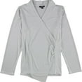 thumbnail image 1 of Alfani Womens Solid Wrap Blouse, Grey, X-Small, 1 of 2