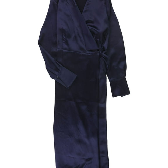 Alfani Womens Solid Wrap Dress, Blue, 4