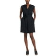 thumbnail image 1 of Alfani Womens Split-Neck Cap-Sleeve Utility Dress Deep Black M, 1 of 1
