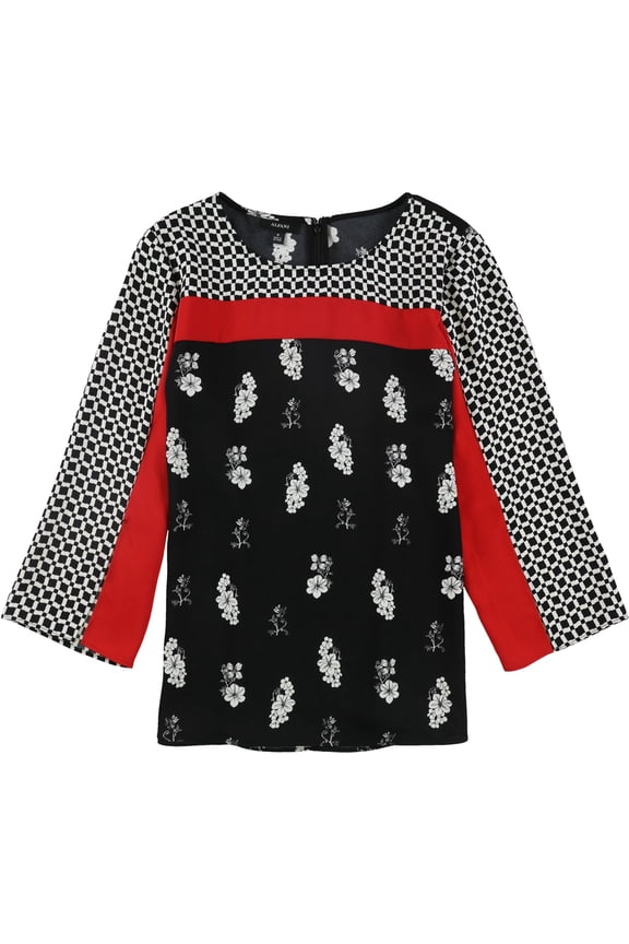 Womens Split Sleeve Pullover Blouse, Black, X-Large