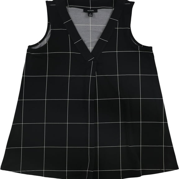 Alfani Womens Squares Pullover Blouse, Black, X-Small