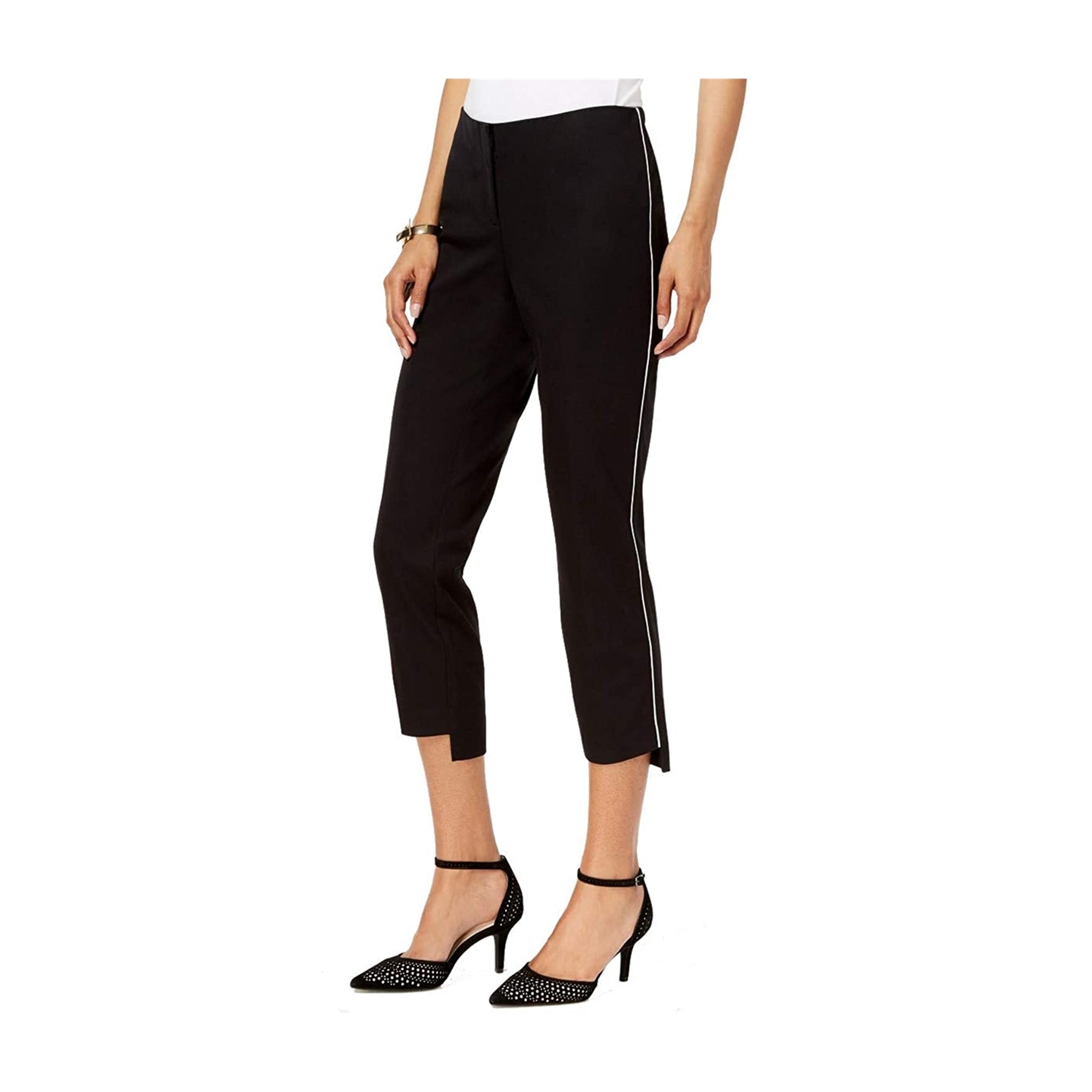 Alfani Womens Step Hem Casual Cropped Pants Black 10