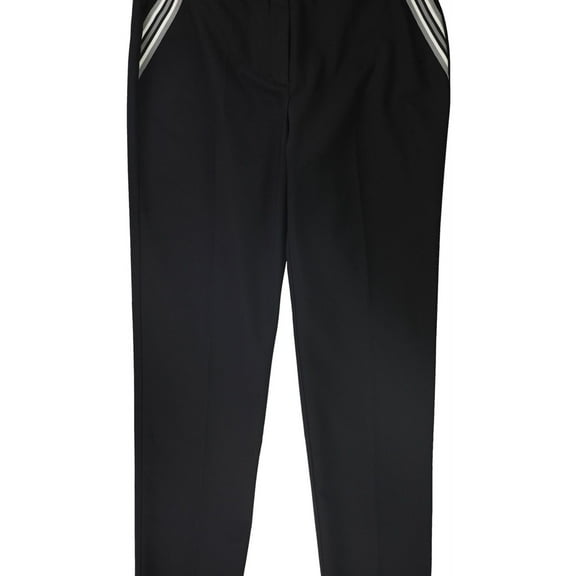 Alfani Womens Stripe Inset Casual Trouser Pants, Black, Petite, 6P