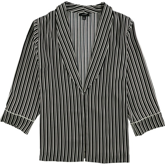 Alfani Womens Striped Jacket, Black, XX-Large