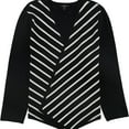 thumbnail image 1 of Alfani Womens Striped Open Front Cardigan Sweater, Black, X-Large, 1 of 3