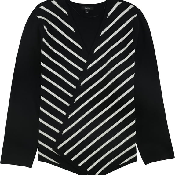 Alfani Womens Striped Open Front Cardigan Sweater, Black, X-Large