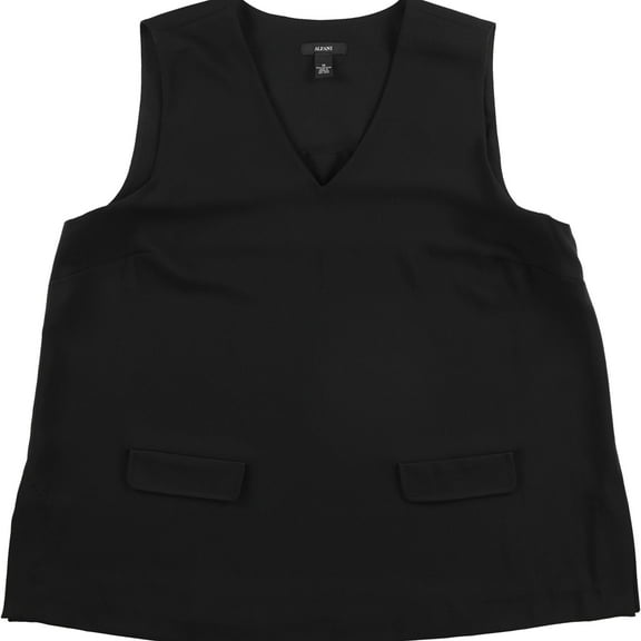 Alfani Womens Swing Pullover Blouse, Black, 16