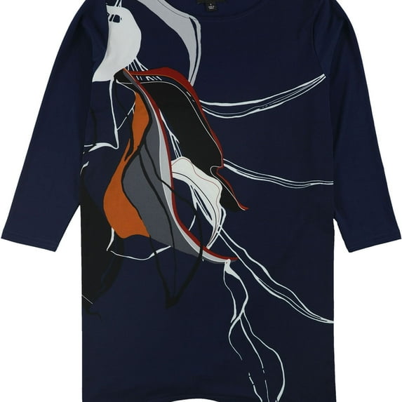 Alfani Womens Swing Pullover Blouse, Blue, Small