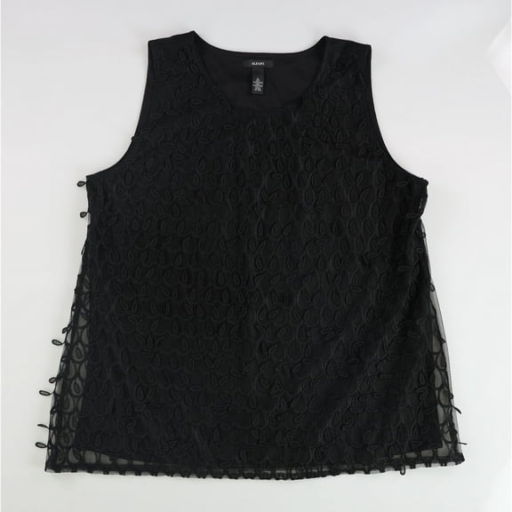 Alfani Womens Teardrop Sleeveless Blouse Top, Black, X-Large