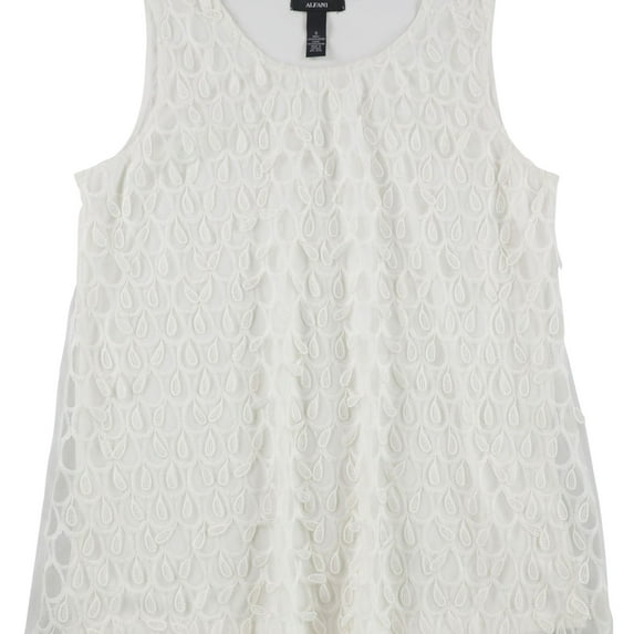 Alfani Womens Teardrop Sleeveless Blouse Top, White, Small