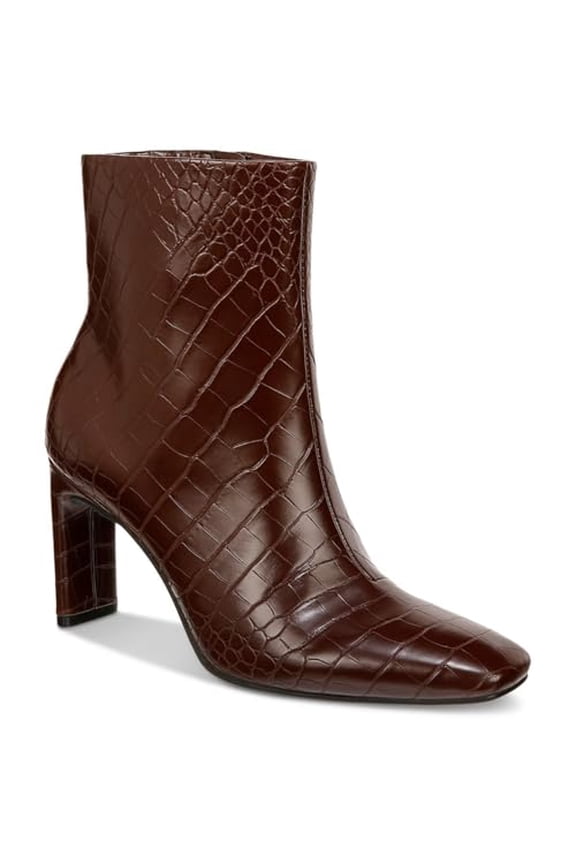 Womens' Terrie Square-Toe Ankle Boots, Brown Croc, 5