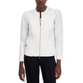 thumbnail image 1 of Alfani Womens Textured Linen Zip Crop Jacket Bright White XL, 1 of 1