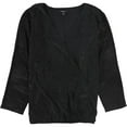 thumbnail image 1 of Alfani Womens Textured Pullover Blouse, Black, Large, 1 of 2