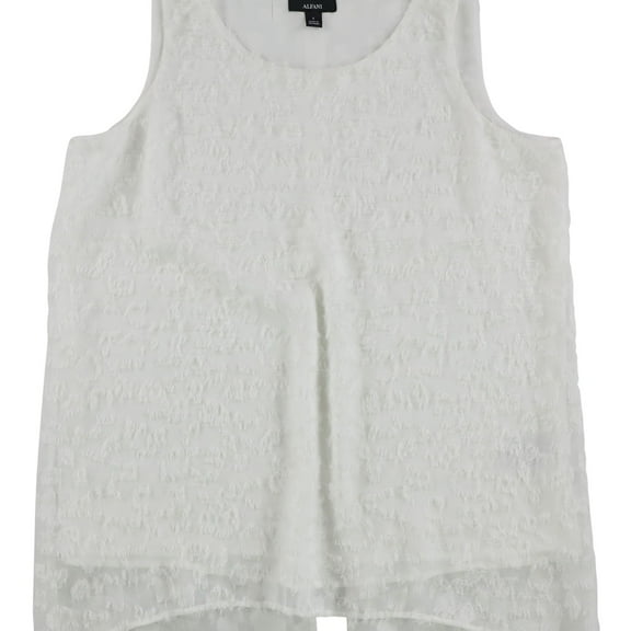 Alfani Womens Textured Pullover Blouse, White, Large