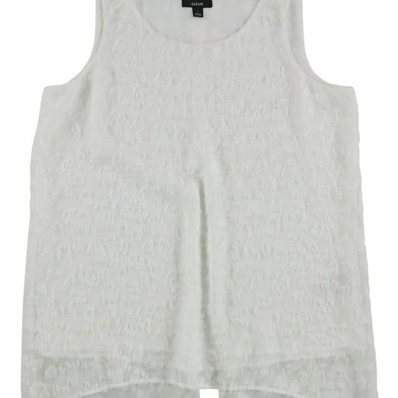 Alfani Womens Textured Pullover Blouse, White, Medium