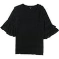 thumbnail image 1 of Alfani Womens Textured Ruffled Blouse, Black, Small, 1 of 2