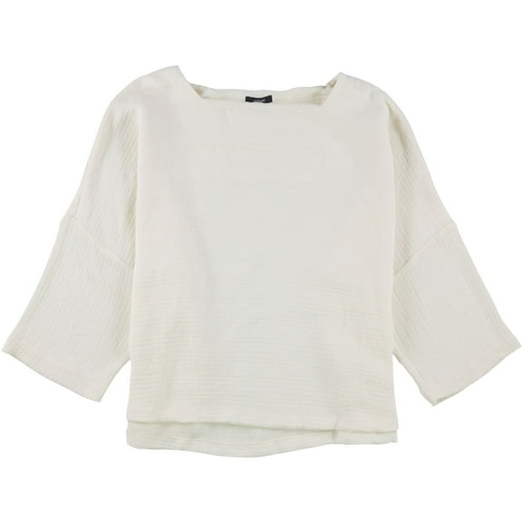 Alfani Womens Textured-Stripe Pullover Blouse, White, Small