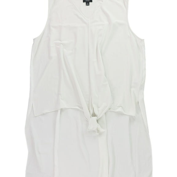 Alfani Womens Tie High Low Hem Tunic Blouse, White, Plus Size, 3X