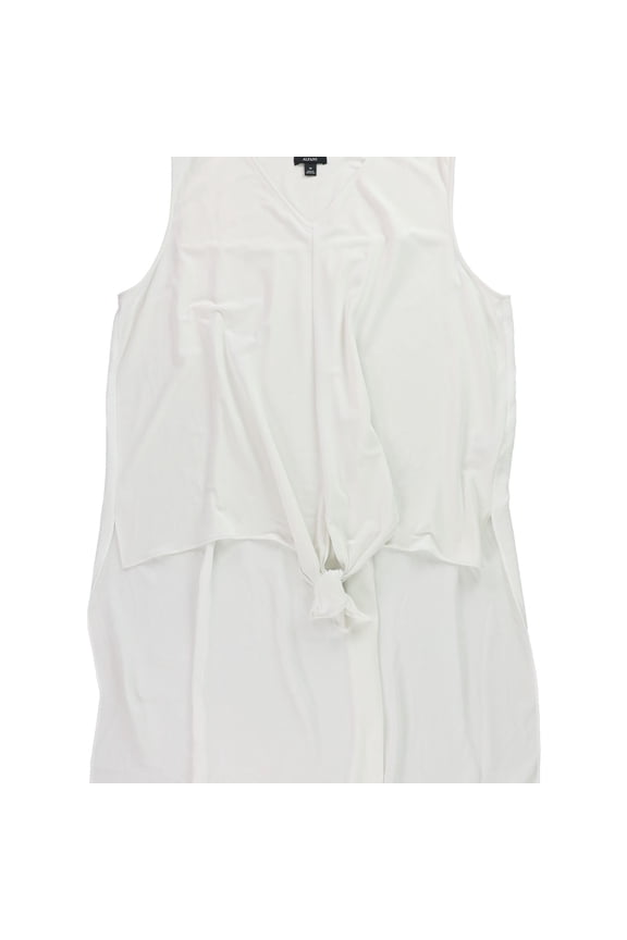 Womens Tie High Low Hem Tunic Blouse, White, Plus Size, 3X