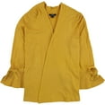 thumbnail image 1 of Alfani Womens Tie-Sleeve Cardigan Sweater, Yellow, Medium, 1 of 1
