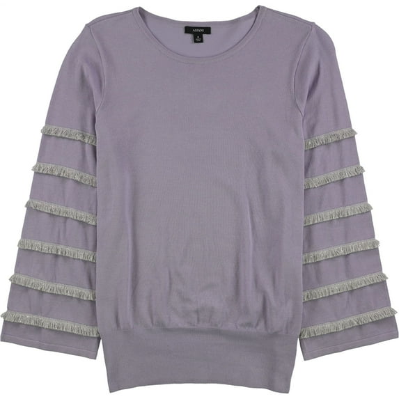 Alfani Womens Tiered Fringe Pullover Sweater, Purple, X-Small
