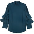 thumbnail image 1 of Alfani Womens Tiered Ruffled Blouse, Green, Small, 1 of 1