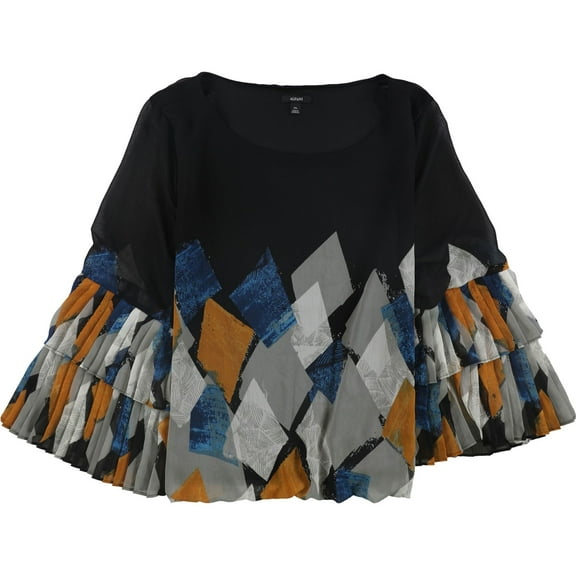 Alfani Womens Tiered Sleeve Pullover Blouse, Black, Small