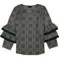 thumbnail image 1 of Alfani Womens Tiered-Sleeve Pullover Blouse, Black, X-Large, 1 of 2