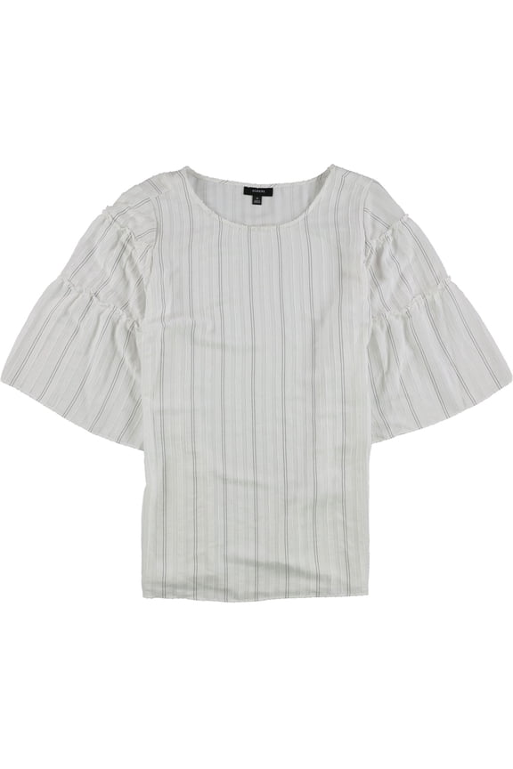 Womens Tiered Sleeve Pullover Blouse, White, Plus Size, 2X