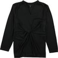 thumbnail image 1 of Alfani Womens Twisted Pullover Blouse, Black, Medium, 1 of 1
