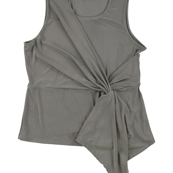Alfani Womens Twisted Pullover Blouse, Grey, Large