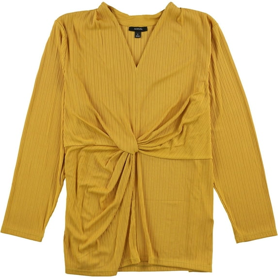 Alfani Womens Twisted Pullover Blouse, Yellow, X-Large