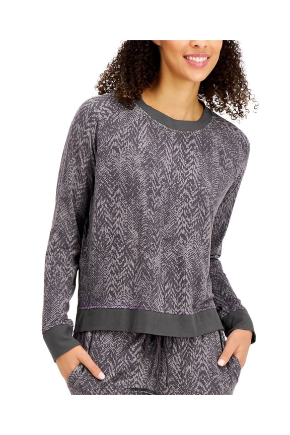 Womens Ultra Soft Crew Neck Pajama Top Only,1-Piece, Medium, Grey Texture