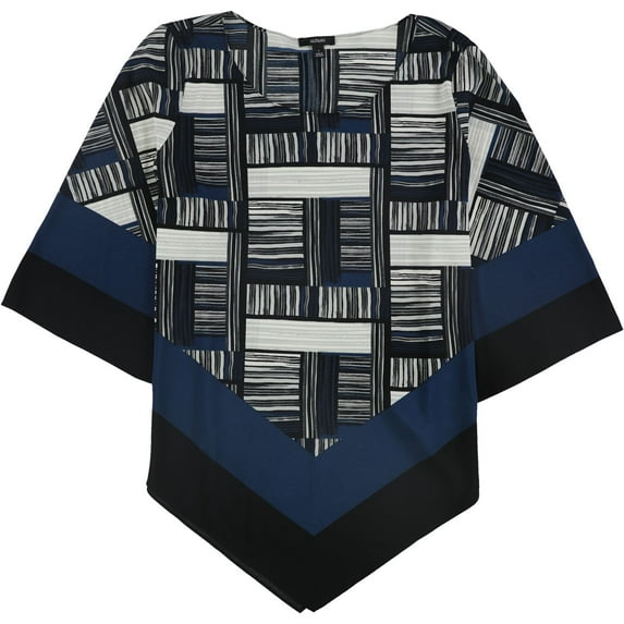 Alfani Womens V-Hem Pullover Blouse, Blue, Small