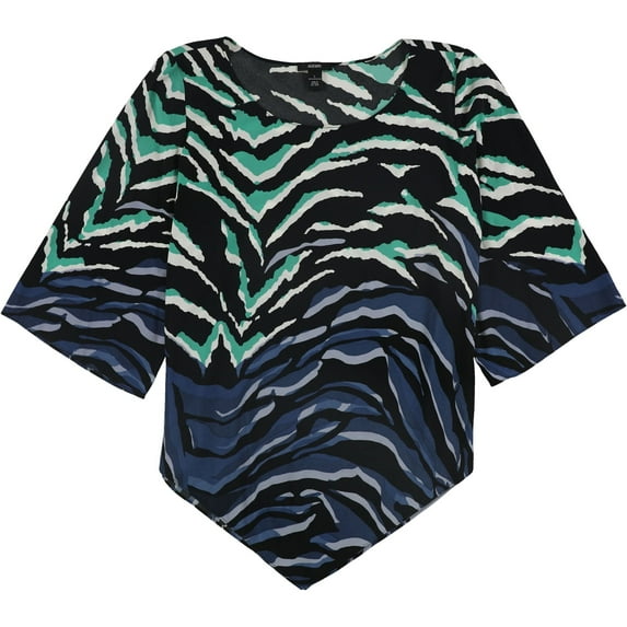 Alfani Womens V-Hem Pullover Blouse, Blue, X-Small