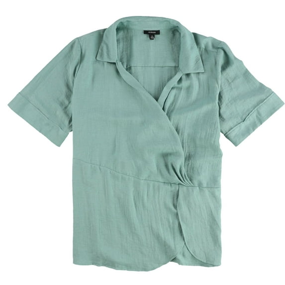Alfani Womens Ruched Pullover Blouse, Green, Medium