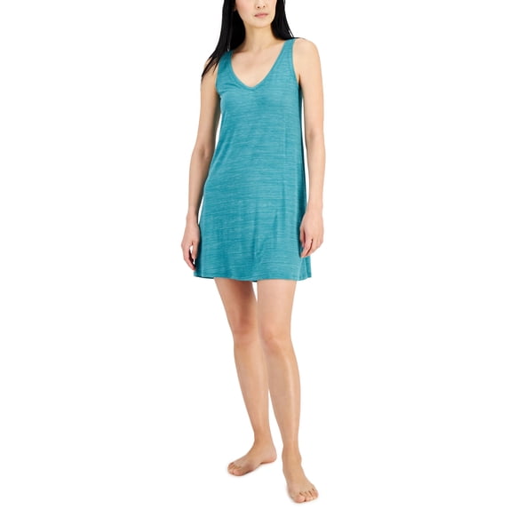 Alfani Womens V Neck Nightgown Chemise Greenblue Slate Spacedye M