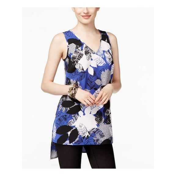 Alfani Womens V-Neck Pullover Blouse, Multicoloured, 4