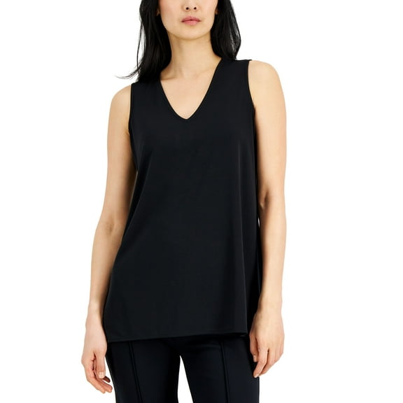 Alfani Womens V Neck Tunic Deep Black S