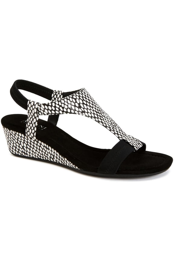Womens Vacanza Faux Leather Embossed Wedge Sandals