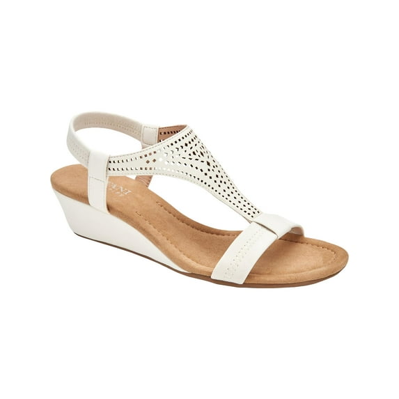 Alfani Womens Vacanzaa 2 Faux Leather T-Strap Wedge Sandals