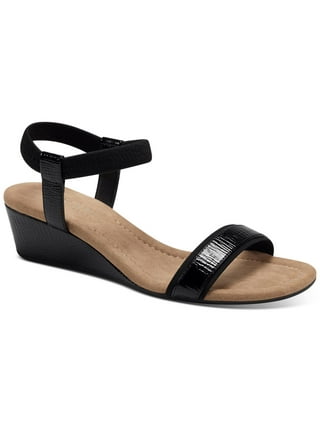  Alfani Womens Voyage Faux Leather T Strap Wedge Sandals Gold  10.5 Medium (B,M)