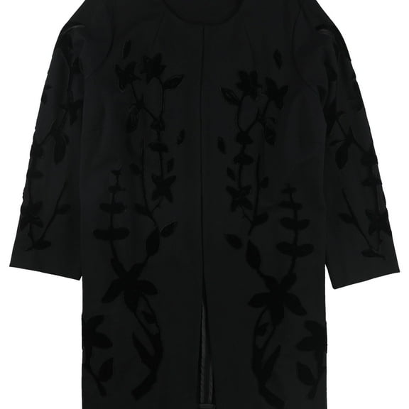 Alfani Womens Velvet Applique Jacket, Black, Medium