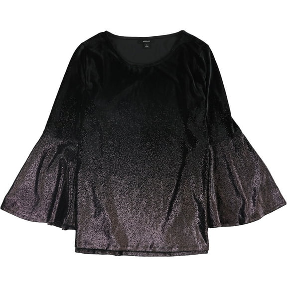 Alfani Womens Velvet Knit Blouse, Black, Medium