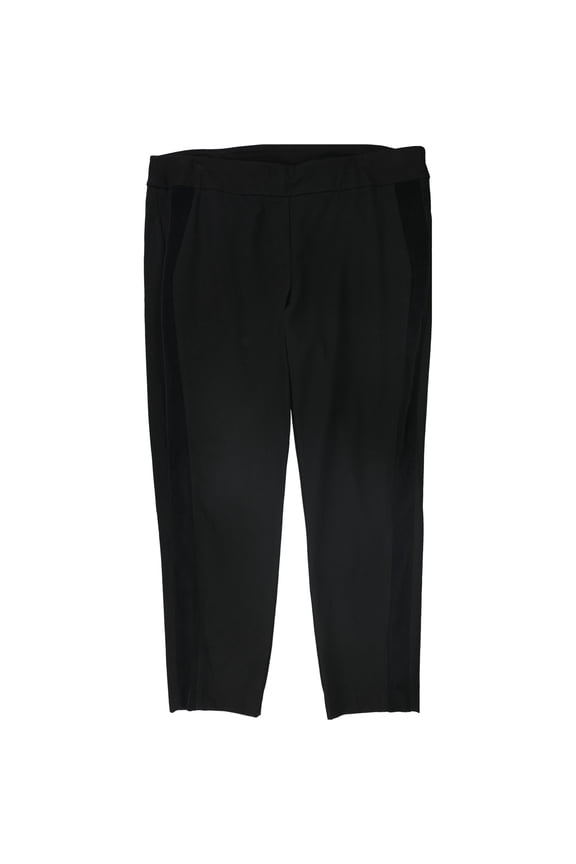 Womens Velvet Stripe Casual Trouser Pants, Black, Plus Size, 14W