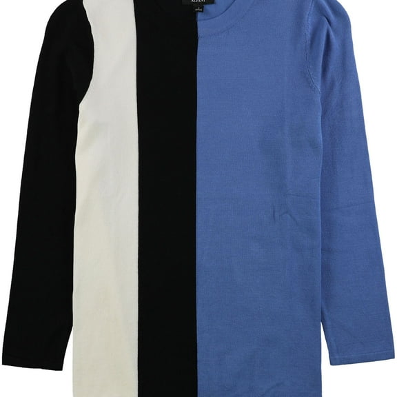 Alfani Womens Vertical Colorblock Basic T-Shirt, Blue, X-Large