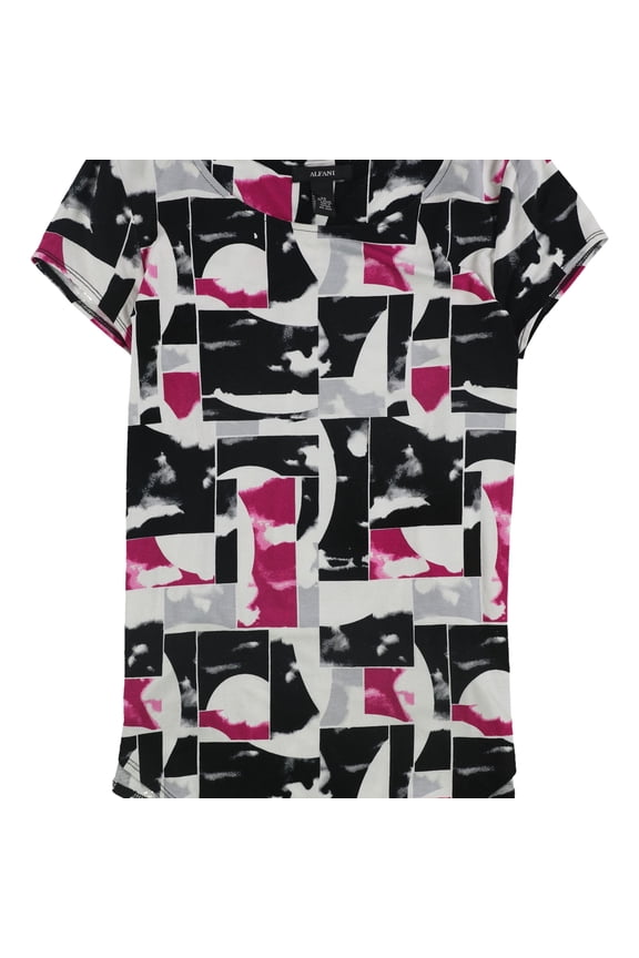 Womens Watermark Shapes Graphic T-Shirt, Black, X-Small