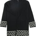 thumbnail image 1 of Alfani Womens Wavy-Trim Cardigan Sweater, Black, Small, 1 of 1
