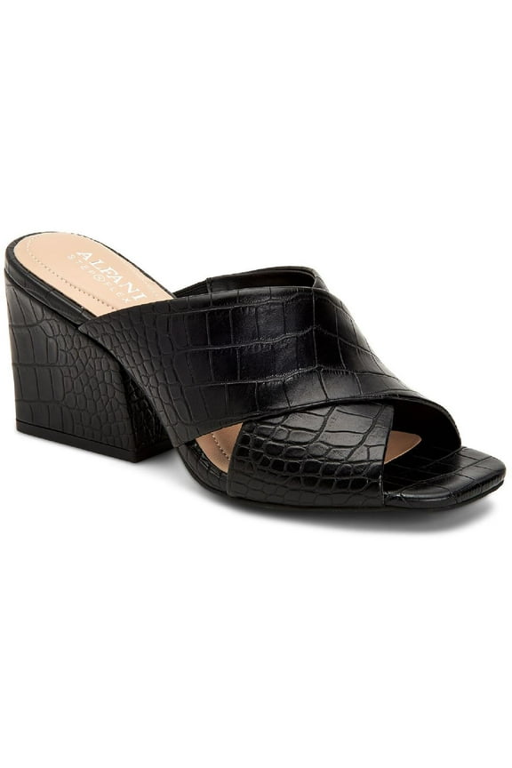 Womens Wellenna Faux Leather Criss-Cross Front Block Heel