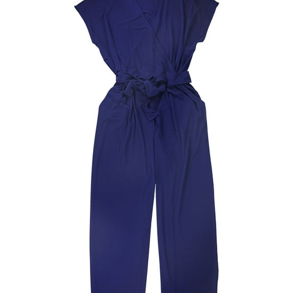 Alfani Womens Wide Leg Jumpsuit, Blue, X-Large